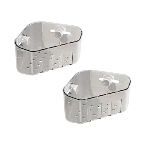 Suction Cup Sink Corner Rack, 2025 New Triangular Plastic Sinks Basket Shelf with Suction Cup Sucker, Large Capacity Triangular Sinks Basket Shelf with Drain Hole for Kitchen Bathroom (White-2 pcs)