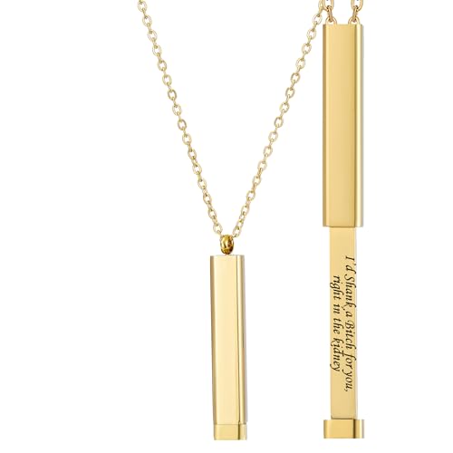 Plumiss Hidden Secret Message Slider Necklace Funny Inspirational Jewelry Gifts for Daughter/Sister/Mom/Friend, Unique Friendship Jewelry, Perfect Birthday Gifts, Stainless Steel, No Gemstone