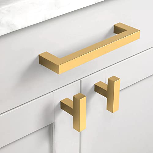 Astrée 10 Pack Gold Kitchen Handles - 128mm Stainless Steel Cupboard & Drawer Handles, 128mm Hole Center(5 Inch) - Image 2