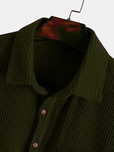 Image of ColorChakra Mens Waffle Knit Polo Tshirt Collar Knitted Shirt for Men M to 3XL
