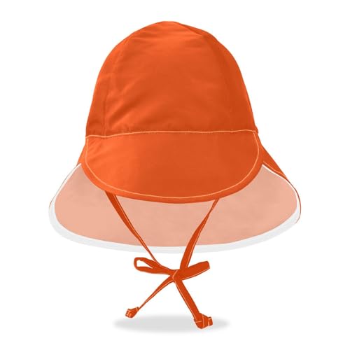 KLL Toddler Baby Beach Hat Boys Beach Bucket Hats Girls UPF 50+ Large Brim Travel Essentials Orange Red Solid Color Pure Plain