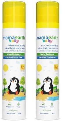 Mamaearth Baby Rich Moisturizing Ultra Light Sunscreen-50g SPF 50 & PA++++|Water Resistant|Lightweight & Moisturizing|Suits all Skin Type|Safe For Babies|Dermatological Tested|Hydrating Sun Protection