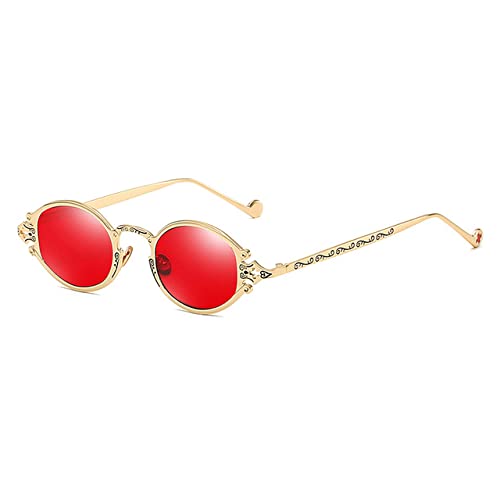 Lunettes de soleil steampunk retro monture doree ovale en metal sculpté pour look street shoot