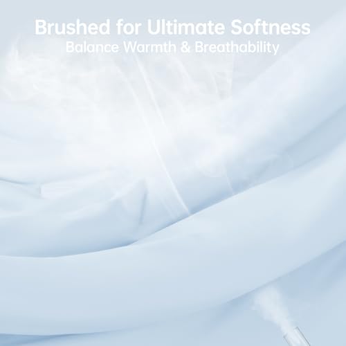 Image of MUXHOMO Queen Comforter Set, All Season Ultra Soft Down Alternative Bedding - 3 Piece Lightweight Bed Set Includes 1 Comforter (90 inchx90 inch) and 2 Pillow Shams (20 inchx26 inch), Light Blue