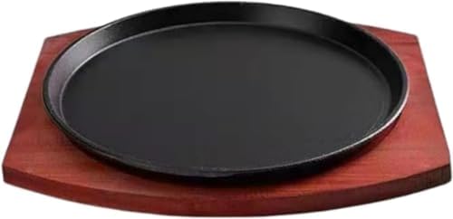 Ohget プロ仕様 鉄板プレート 2枚セット 22cm ガス/IH対応 ステーキ皿 敷板付き 焼肉 焼きそば パスタに最適 業務用・家庭用 Aタイプ (縦1cmx横1cmx厚さ1cm,A)