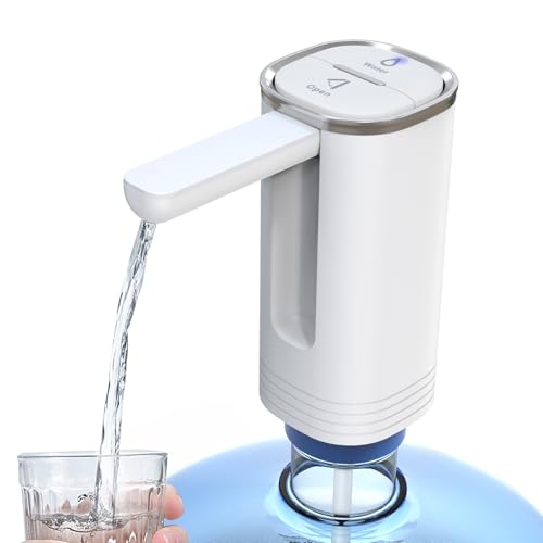 Opiniones de Dispensador de Agua Electrico los mejores 10. 44 KOTUDAY Dispensador de Agua Eléctrico Recargable para Garrafón 2-5 GAL, Todo en Uno, Bomba Automática Silenciosa con Boquilla Plegable y Carga USB, Portátil y Fácil de Usar