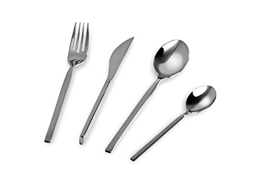 Barazzoni, Set di Posate da Tavola Modello Lapislazzuli, Monoblocco in acciaio inox 18/10, per 6 persone, 24 pezzi: 6 forchette, 6 cucchiai, 6 coltelli, 6 cucchiaini da tè, Lavabili in Lavastoviglie