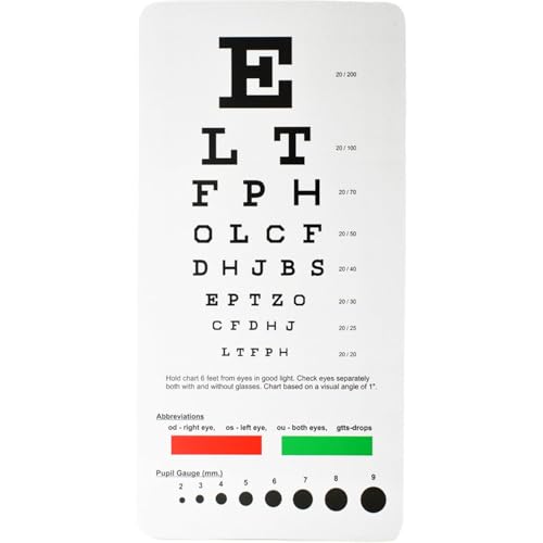 YNR Pocket Eye Chart - 2 in 1 Snellen Eye Chart, Perfect for an Eye Vision Test, High Quality Plastic Card & Handheld Double Sided Plastic Eye Chart for Eye Exams | (Pack of 1)