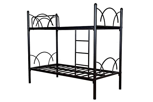 Image of Metal Bunk Bed for Kids | Twin Over Twin Bunker Bed for Adults with Metal Bed Frame and Sturdy Guardrail | Bunk Bed for Home with Mattress Queen (Bottom) + Single (Top)