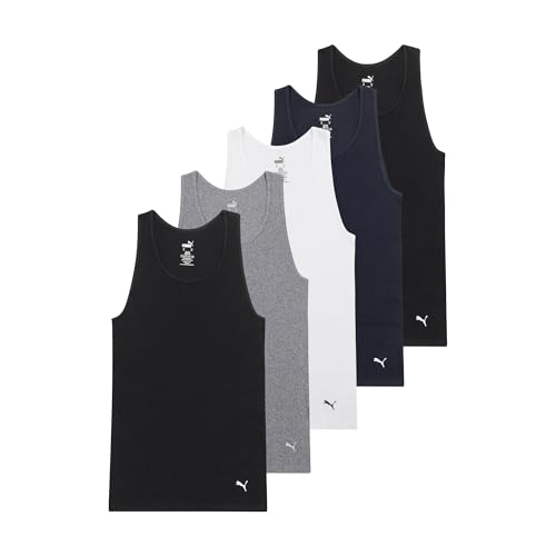 PUMA Men's 5 Pack Cotton Rib Tank Top