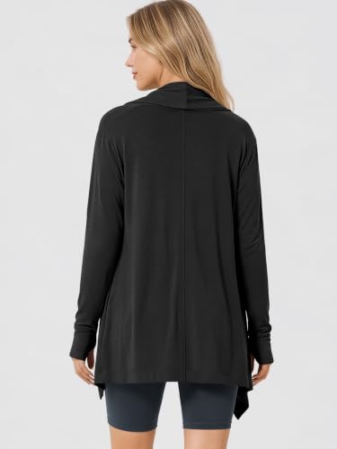 Image of ODODOS Women's Drape Open Front Cardigans Cozy Soft Long Sleeve Casual Wrap Outerwear with Pockets Thumb Hole