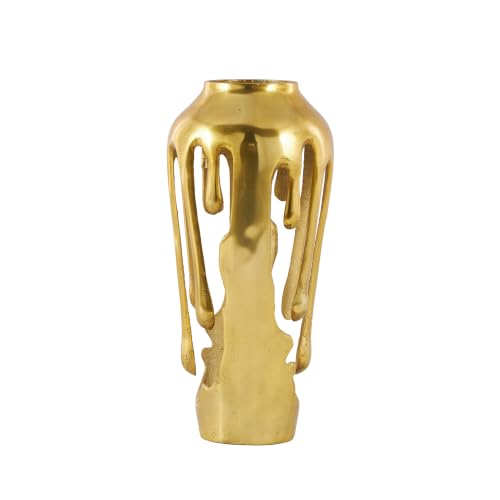 Image of Deco 79 Aluminum Metal Abstract Vase, Vase 7 inch x 7 inch x 15 inch, Gold