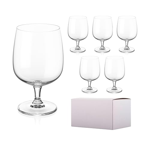 DIAMANTE Set di 6 bicchieri da vino a stelo corto, in cristallo, capacità 346 ml, lavabili in lavastoviglie