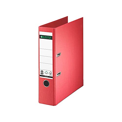 Leitz Qualitäts-Ordner 180 A4 8 cm Rückenbreite Spezialpapierkaschierung in Leinenprägung Blauer Engel Rot 10070025