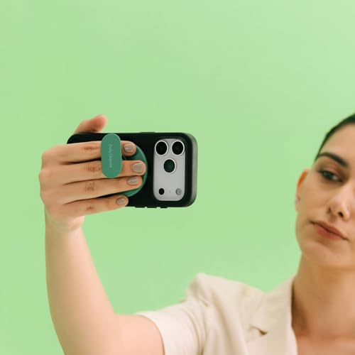 Image of DailyObjects Case Holder Phone Grip Compatible with iPhone & MagSafe Phones /Cases - Anti-Drop Grip, One-Handed Use, Phone Stand - Green