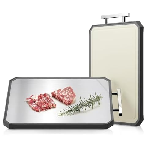 SNOWCLAD Stainless Steel Cutting Board,Double Sided Steel Cutting Board for kitchen,Stainless Steel/Wheat straw pp Large Cutting Board for meat,Dishwasher Safe,non toxic Chopping Board,16 * 11 Inch Cover