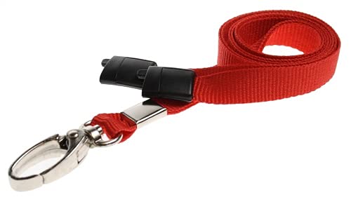 Identity-Plus: Metal Lobster Clip Lanyard Neck Strap with Safety Breakaway (Red, 75 pcs) โ image 1