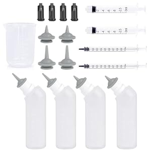 Pet Nursing Bottle Kit for Kitten Puppy,17 Pcs Cat Bottle Feeding Kit Nipple Kittens Syringe for Small Cat Dog Newborn Kitten Puppy Rabbits Squirrel Animals (Gray)