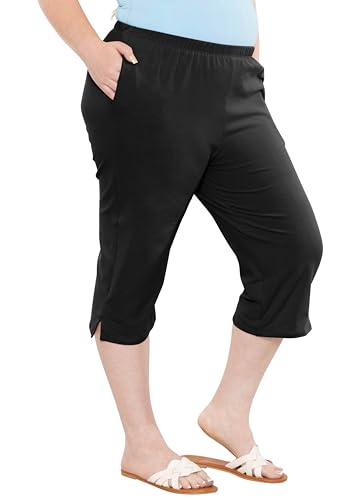 STRETCH IS COMFORT Women’s and Plus Size Cotton Straight Leg Cropped Pants with Pockets | Soft and Casual | S-5XL