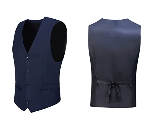 Woms Suit For Men Formal Wedding Tuxedos For Groomsmen 2 Pieces Slim Fit Blue Suits Vest Pants Set With Tie Size S #TOP2