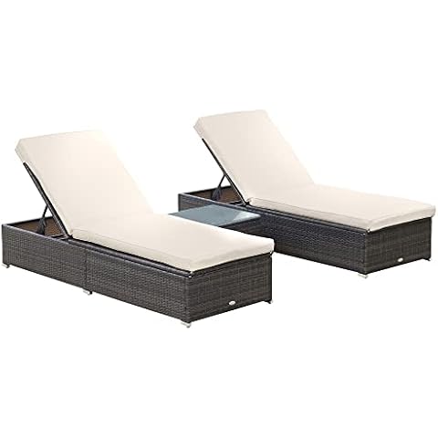 Outsunny Chaise Lounge Set with Table Cover