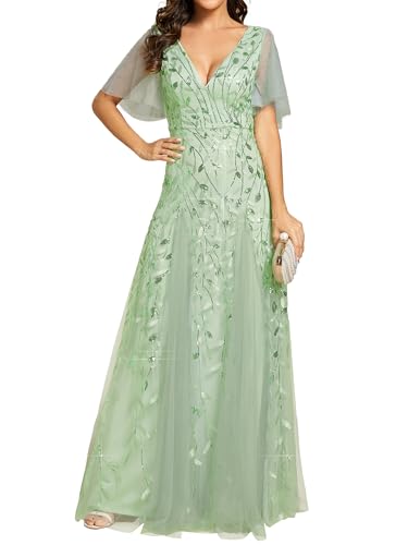 Image of Ever-Pretty Women's Sequin V-Neck Formal Mother of the Bride Dresses