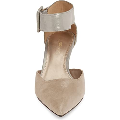 FOWT Women’s Ankle Straps Buckles Pumps Sexy Closed Pointed Toe Kitten Heels Pump D'Orsay Mix Color Leather Upper for Ladies Work Daily and Commuting Size 4-16 US3