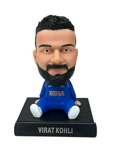 Image of AUGEN Super Hero Virat Kohli Action Figure Limited Edition Bobblehead with Mobile Holder for Car Dashboard, Office Desk & Study Table (Pack of 1)