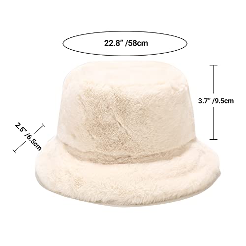 Umeepar Winter Faux Fur Fuzzy Bucket Hat Fluffy Warm Hat For Women Men thumb #1