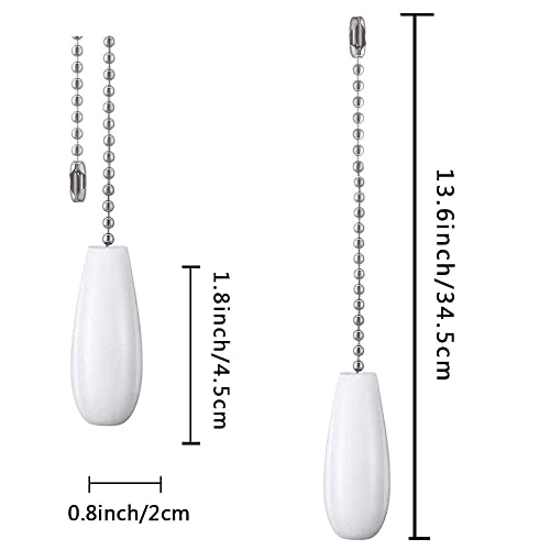 Image of Ceiling Fan Chain Pulls Decorative Extension 12 Inches White Color Wooden Fan Pulls Set Ornaments for Ceiling Light Lamp 4 Pcs -Nickel