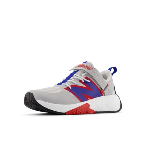 New Balance FuelCell Play V1 Hook and Loop Running Shoe, Raincloud/Team Royal/Team Red, 12 US Unisex Little Kid