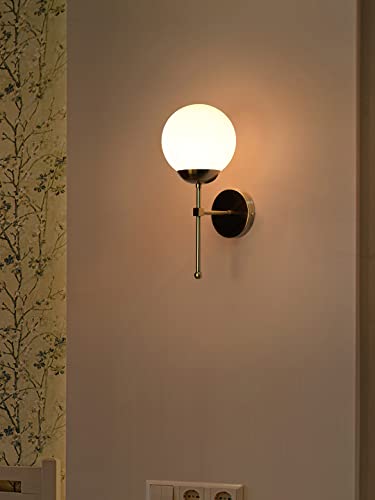 Image of Home Lighting 20 Beutyfull Wall Light Metal and Glass Fitting Singal Wall Lamp, Multicolour White Ball for Decor Livingroom,Bedroom,Home Office
