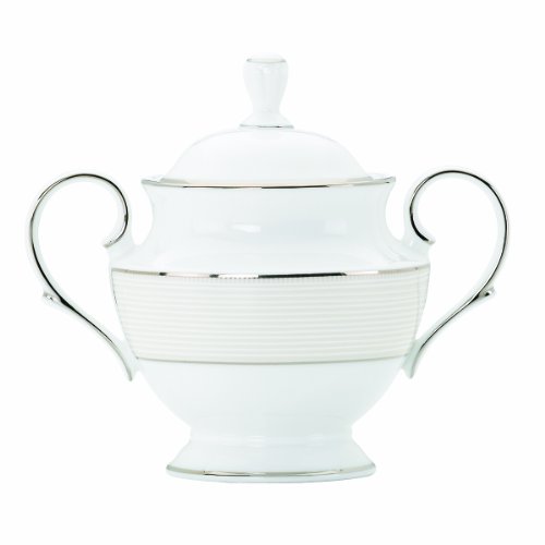 Buy 1 get 1 Lenox Opal Innocence Stripe Sugar Bowl, 1.20 LB, White