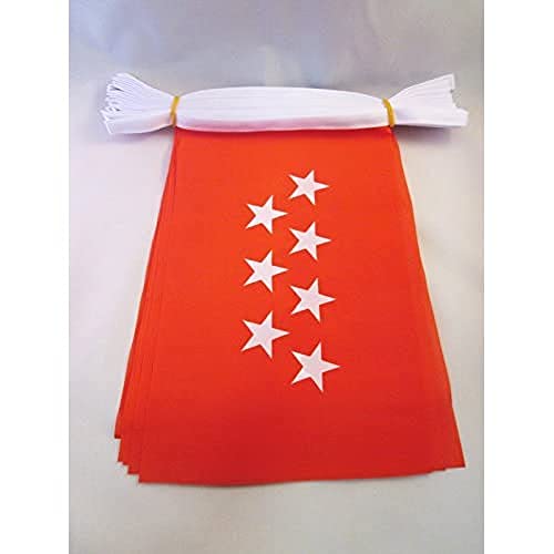 Image of AZ FLAG Community of Madrid 6 meters BUNTING Flag 20 flags 9'' x 6'' - Spanish region of Comunidad de Madrid STRING flags 15 x 21 cm