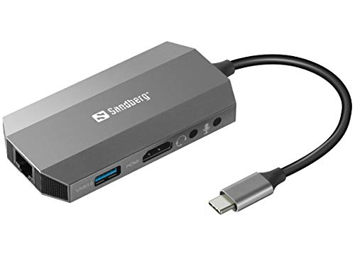 Station d'accueil USB-C pour ordinateur portable hub 6 en 1 multiport avec HDMI et Ethernet