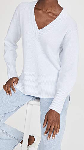 Image of Vince, Women's, Ribbed Hem V-Neck Tunic, Heather Powder Blue, Medium