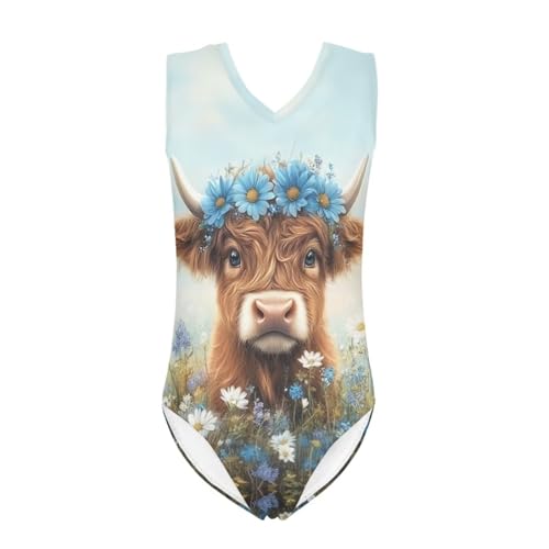 Image of Xpyiqun Swimsuits for Girls 3-14 V Neck Sleeveless Bathing Suit Summer Sport One Piece Swimwear Beach Swimming
