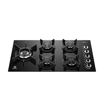 Electrolux Cooktop 5 Bocas a Gás Electrolux Mesa Vidro Expert ChamaPrecisa e Grade Ferro Fundido (KE5GW) Bivolt