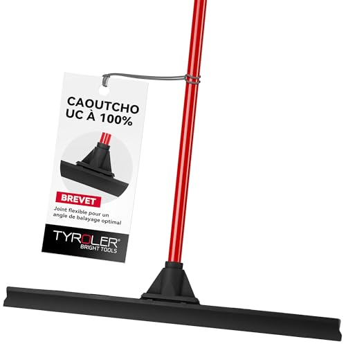 Tyroler Raclette de Sol Extra Large | Tête 100% Caoutchouc de 60 cm | Poignée antirouille | Poignée en 4 Parties | Idéale pour Laver, sécher, Salle de Bain, pièce...