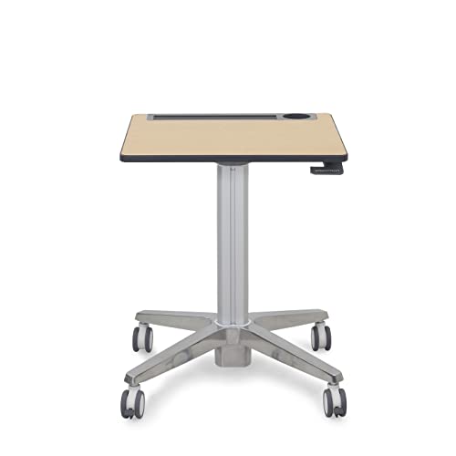 Image of Ergotron - Mobile Standing Desk, Adjustable Height Small Rolling Laptop Computer Sit Stand Desk with Wheels for Classroom, Office, Medical or Home Use - Adjusts from 29 to 45 Inches - Maple