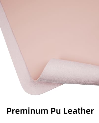 Image of AFIING Leather Desk Pad Protector,Mouse Pad,Office Desk Mat, Non-Slip PU Leather Desk Blotter,Large Desk mat,Waterproof Keyboard mat for Office /Home /Decor (Pink,55 inch inch x 17 inch inch)