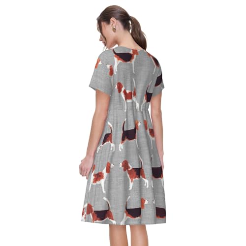 Robe d'été à manches courtes Beagle Patterns fluide et fluide