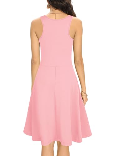 Image of Missufe Women's Sleeveless Racerback Flared Casual Plain Tank Dress