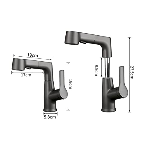 Grifo con pulverizador extraíble bidireccional y caño elevable para lavado 2
