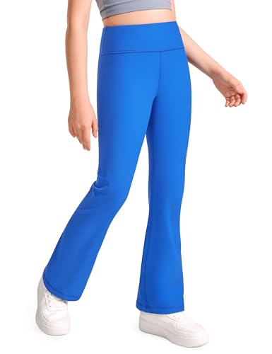 CRZ YOGA Girls Thermal Fleece Lined Flare Leggings Winter Warm Water Resistant Kids Bell Bottoms High Waist Pants Lounge Yoga