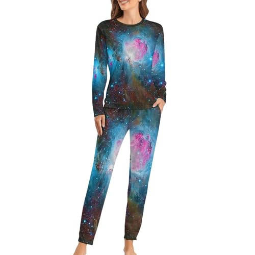 Pyjama femme Galaxie Bleue avec t-shirt manches longues et pantalon homewear