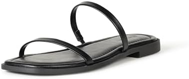 The Drop Women's Paris Square Toe Two Strap Flat Sandal