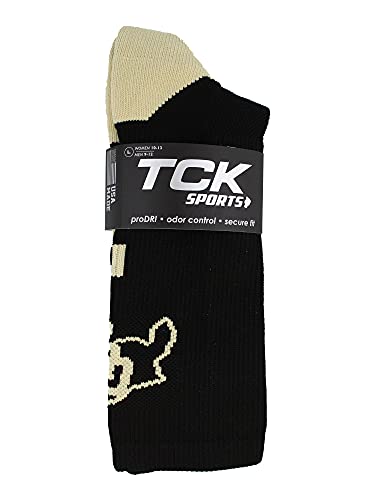 Tck Ncaa Colorado Buffs Baseline Crew Socks (Black/Vegas Gold, Large) #TOP3