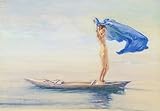 ARTTLBBS Famous Canvas Wall Art Pictures Print Girl in Bow of Canoe Spreading Out Her Loin Cloth for a Sail Samoa by John La Farge or Lafarge Nature Pictures for Home Decor 60x90cm