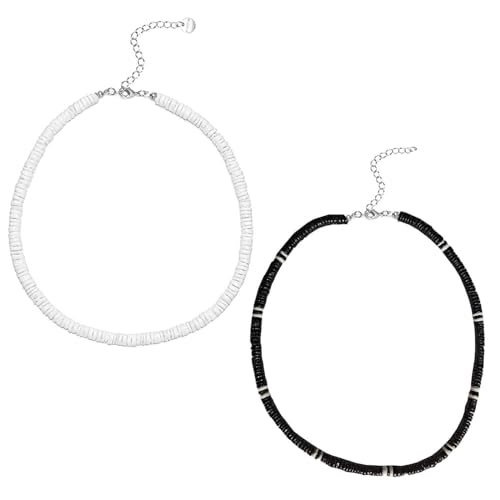 SLAXJNE Pack De 2 Collares De Conchas para Hombre, Cadenas Irregulares De Clavícula, Collares De Playa y Surf